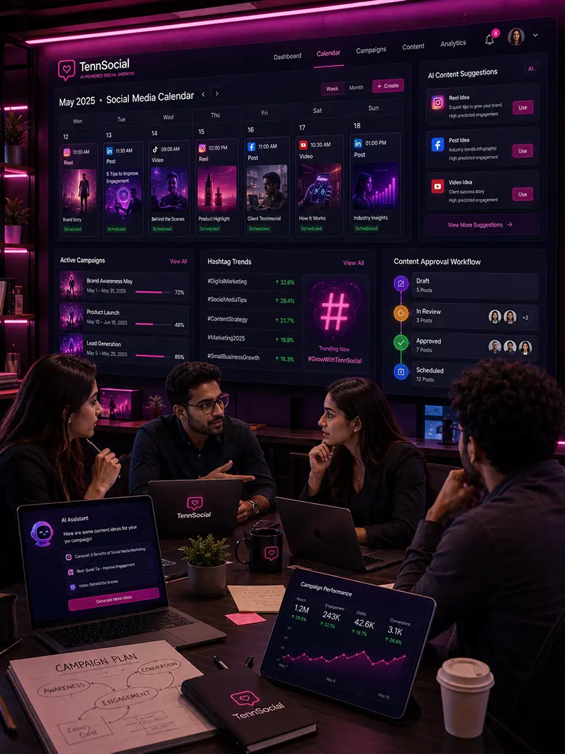 TennSocial analytics dashboard for audience growth and engagement reporting